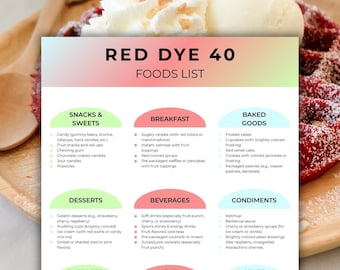 Red 40 Foods, Red Dye 40 Foods List, Red Dye Foods Chart, Foods to Avoid with a Red Dye 40 Allergy, Red Dye Meal Plan, Red Dye 40 Diet Plan