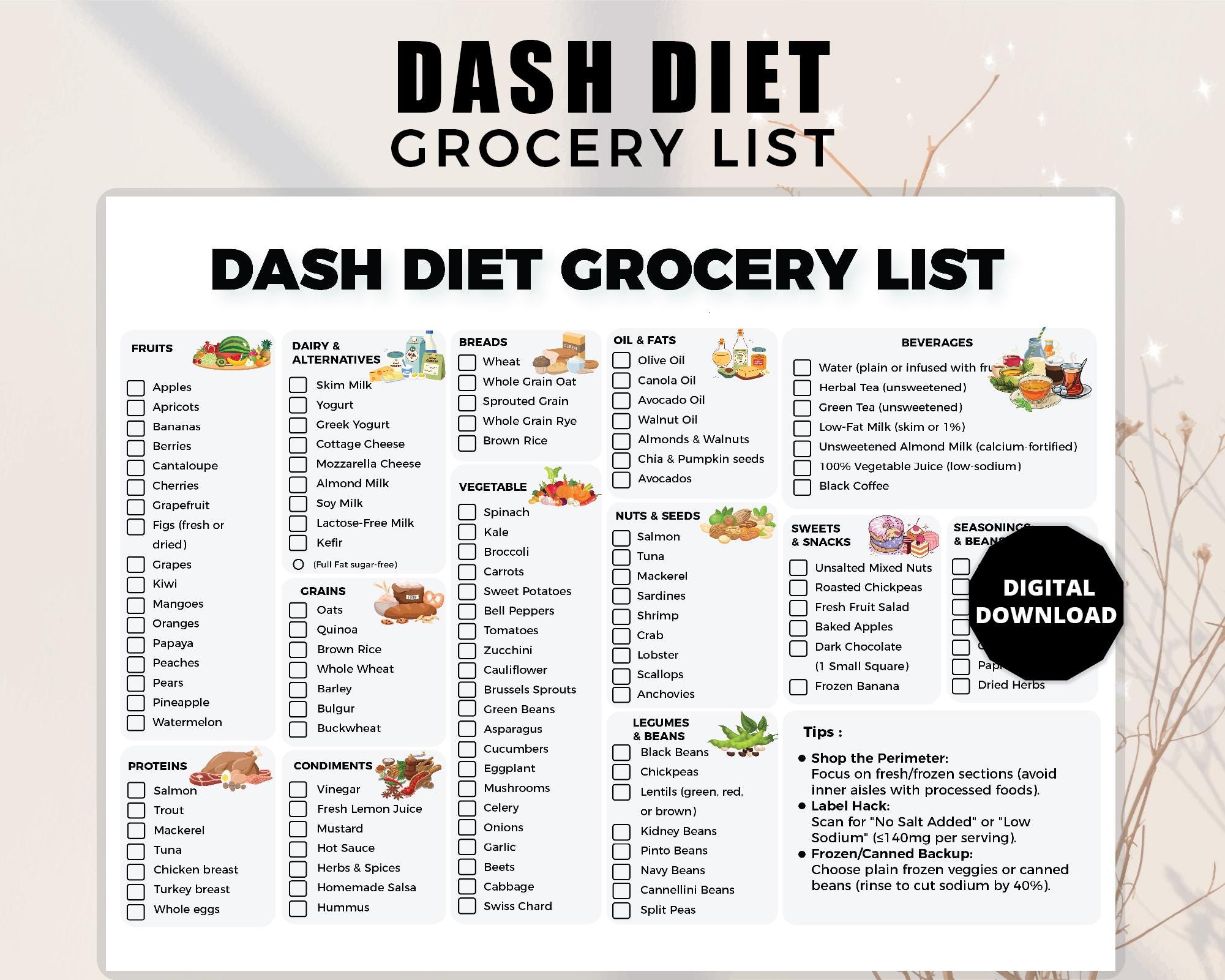 Dash Diet Food List DASH Diet Grocery List High Blood Pressure Low dash-diet-food-list-dash-diet-grocery-list-high-blood-pressure-low
