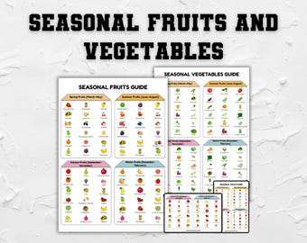 Seasonal Fruits And Vegetables Poster, Seasonal Produce Chart, Kitchen Wall Art, Produce Calendar,  Seasonal Food Guide, Vegetable Chart