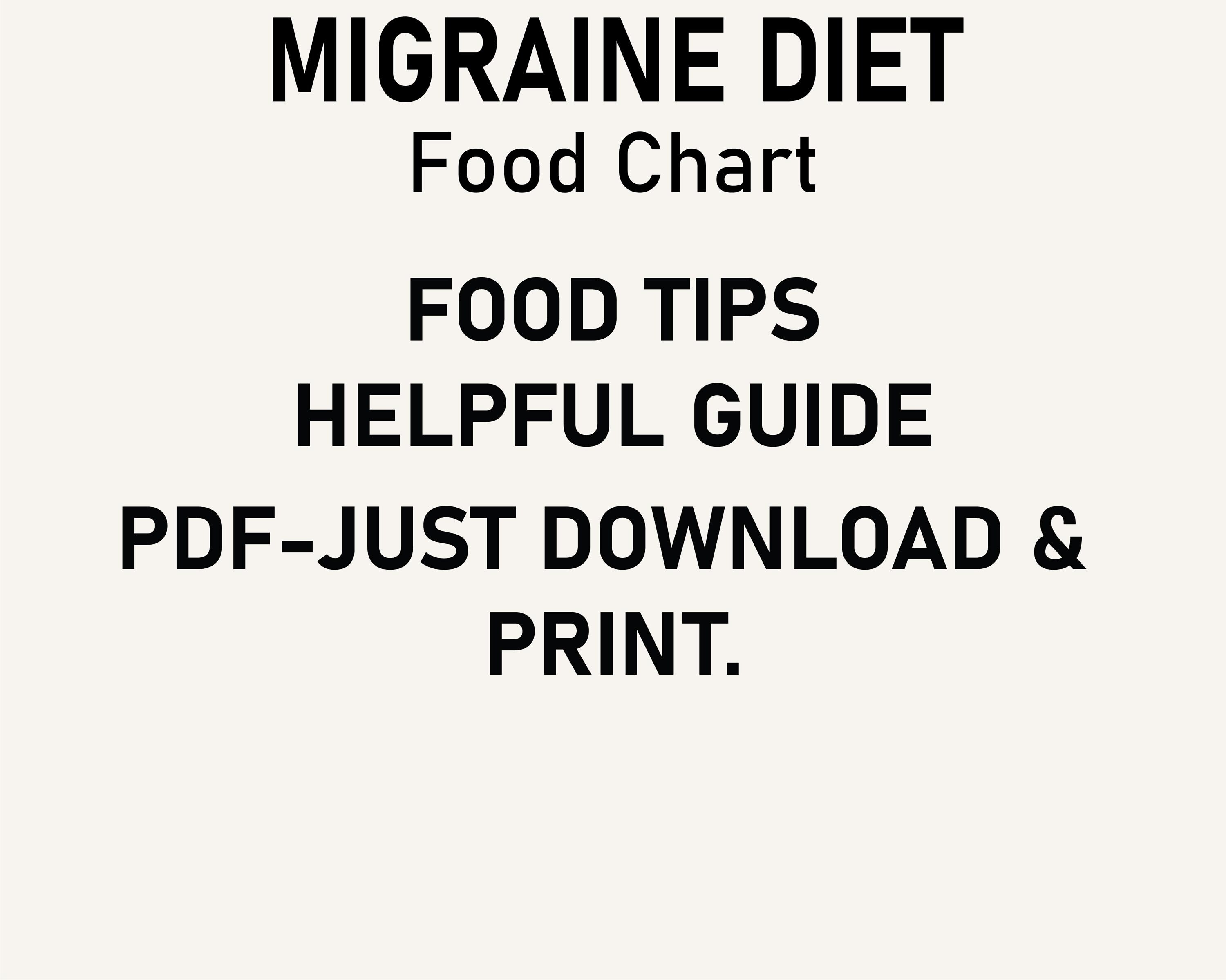 Migraine Diet Chart, Migraine Diet Plan, Migraine Food List, PDF to