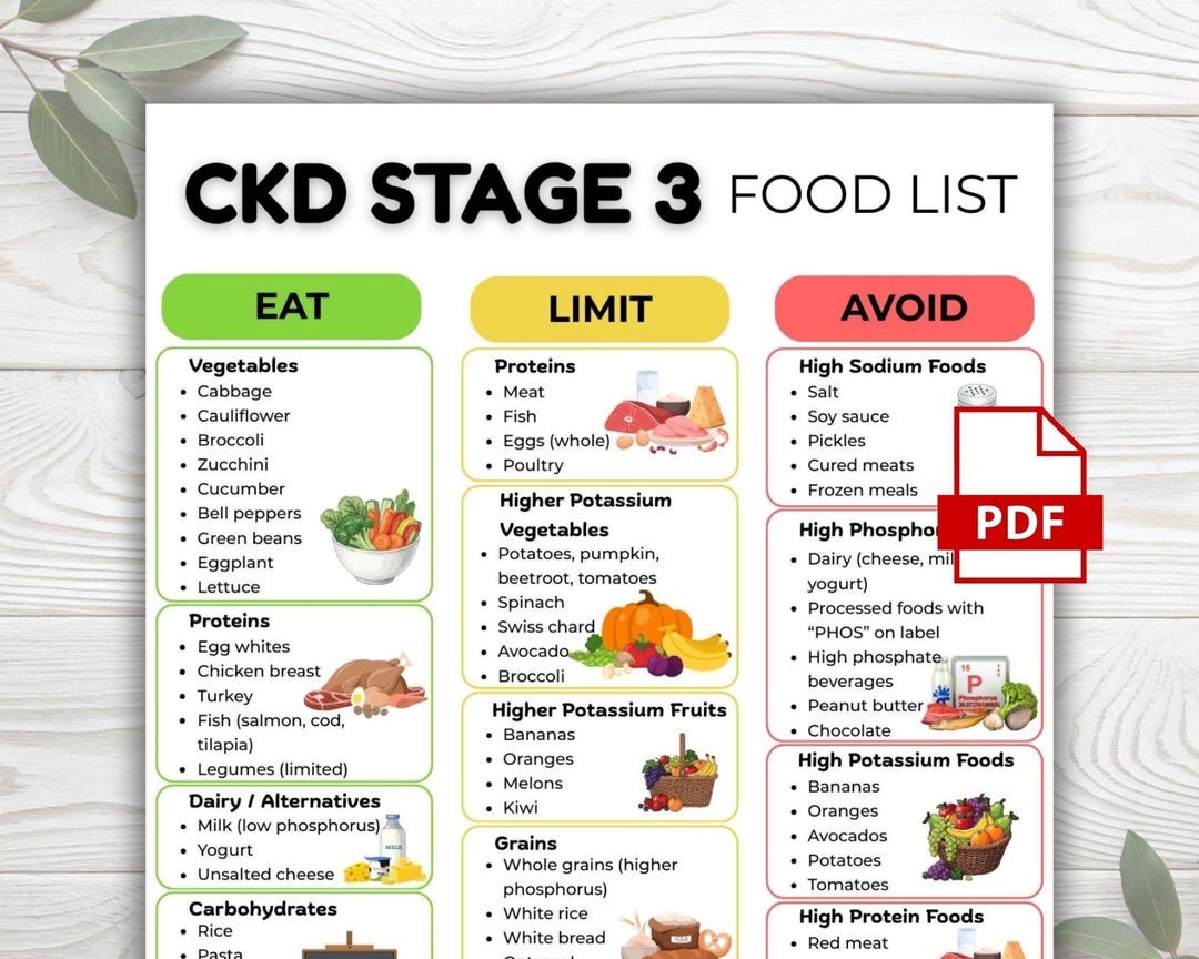 CKD Stage 3 Food List, Kidney Disease Diet PDF, Renal Diet Guide ...