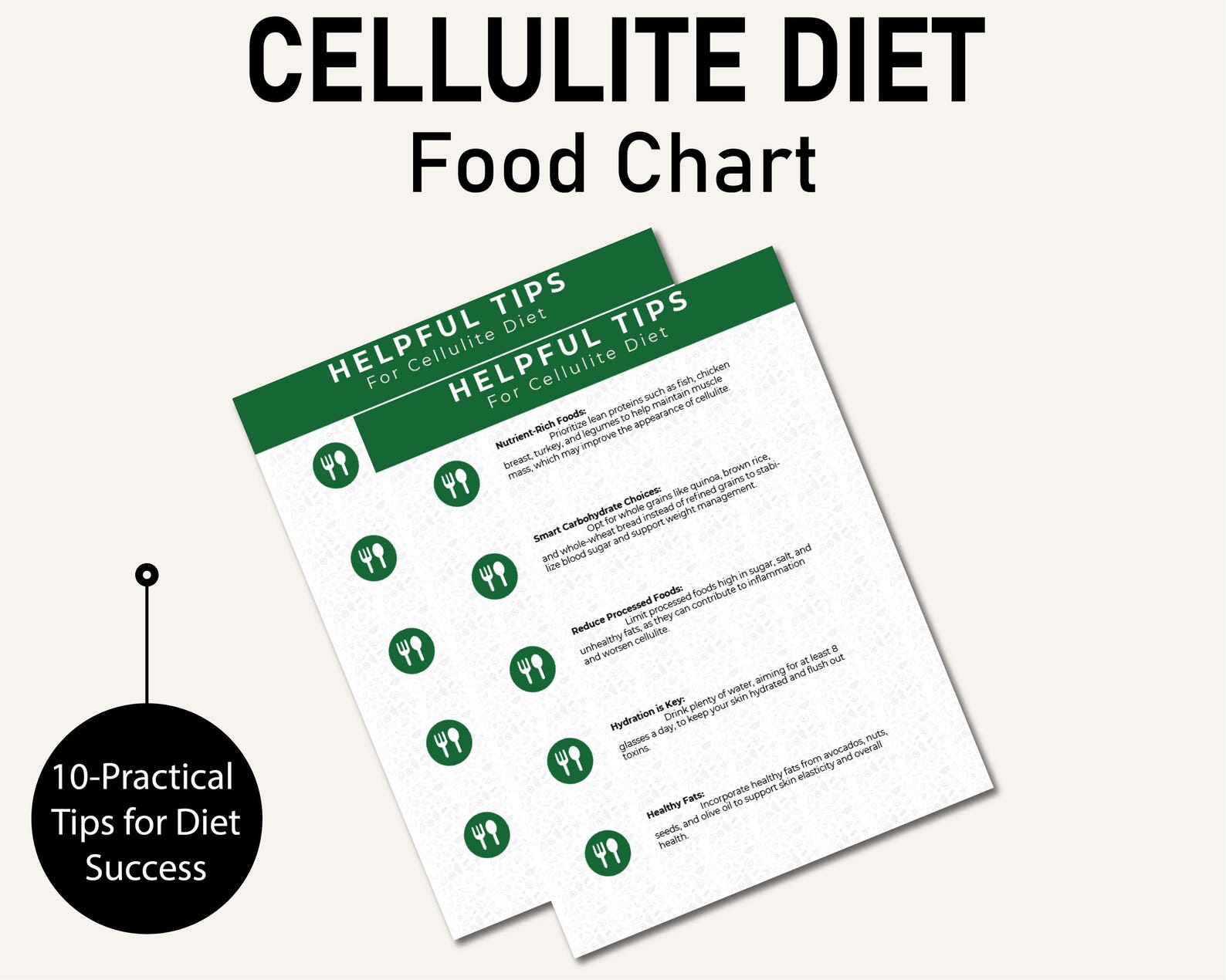 Cellulite Diet Plan, PDF to Download and Print, Anti-cellulite Food ...