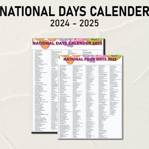 National Days Calendar Printable, Silly Holidays, National Food Days, 2025 National Holidays Calendar, Fun Holidays, National Days Bundle