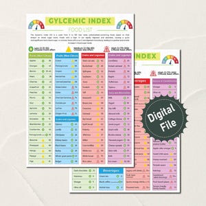 Glycemic index foods list, Glycemic Cheat sheet, Food for low GI diet Glycemic, 2 page Pdf PRINTABLE DOWNLOAD, Grocery, Patient education