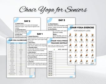 Chair Yoga for Senior, Seated Exercise PDF, Chair Exercise Guide, Printable Chair Workout, Senior Home Workout Plan, Chair Workout Poster