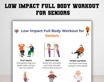 Balance & Stability Exercises for Seniors, Senior Exercise Chart Printable, Gentle Low Impact Workout Printable Chart, Mobility Workout Plan