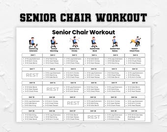 Chair Yoga for Seniors, Seated Balance and Posture Exercises, Seated Exercise PDF, Chair Workout Chart for Older, Low Impact Exercise Poster