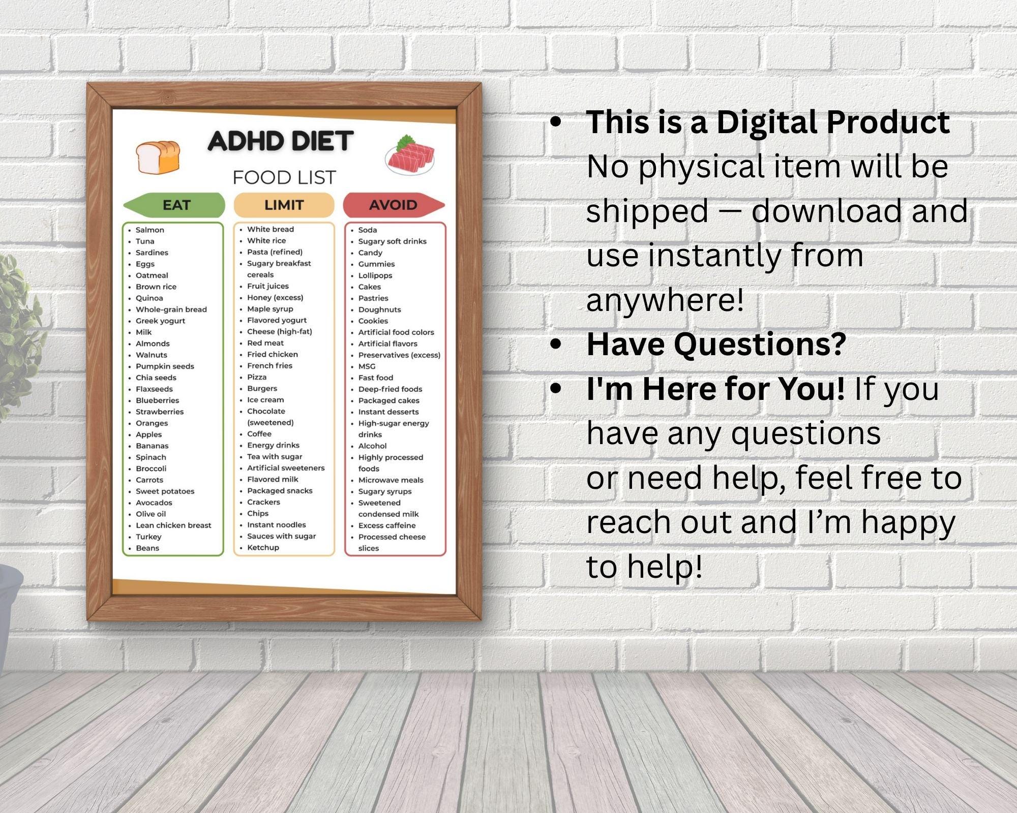 ADHD Diet Food List, Adhd Diet Food List, Autism Meal Plan, ADHD Food ...