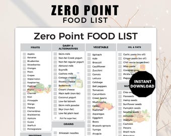 Zero Smart Points Food List, Zero Point Weight Watchers Food List, Weight Loss Food Chart, Low Calorie Food, Natural Healthy Food List