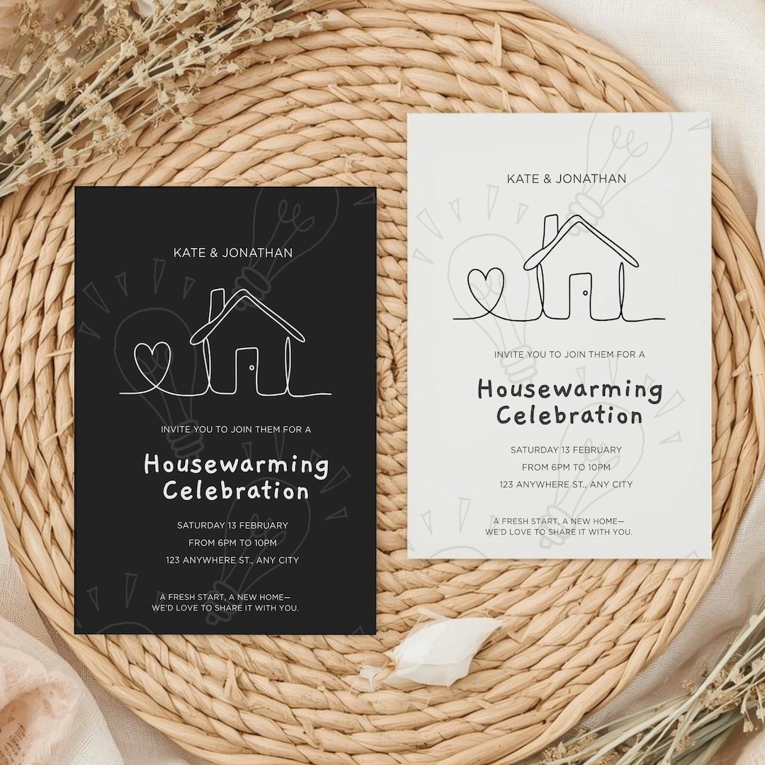 Minimalist Housewarming Invitation Template | Editable Canva Card ...