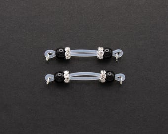 Pair of Womens Fake Nipple Rings - Faux Barbells (Small), Pearl Colors, Everday Wear Fake Piercings, Adjustable Size and Fit