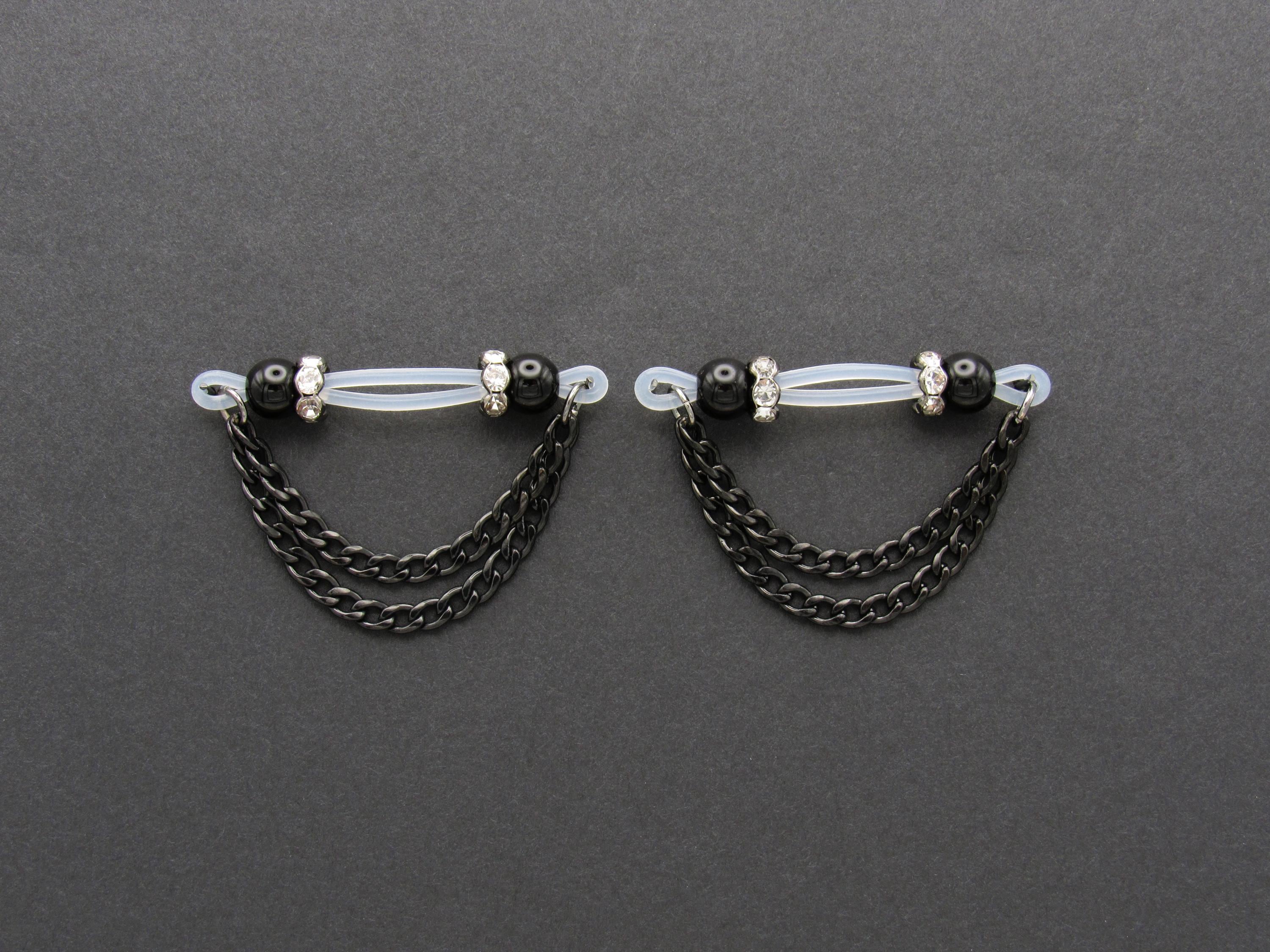 Pair of Fake Nipple Rings With Chains: Comfortable Adjustable Noose ...