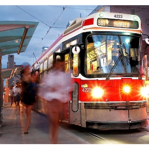 Queen Streetcar Boarding - Toronto Landmarks Wall Art – Iconic GTA Street Photography, Canvas Prints, Framed Prints, Greeting Cards