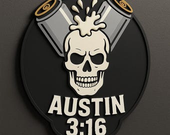 Stone Cold Steve Austin &quot;Austin 3:16&quot; Skull Wall Plaque | WWE Sign | Fan Cave Decor | Gaming Room Gift