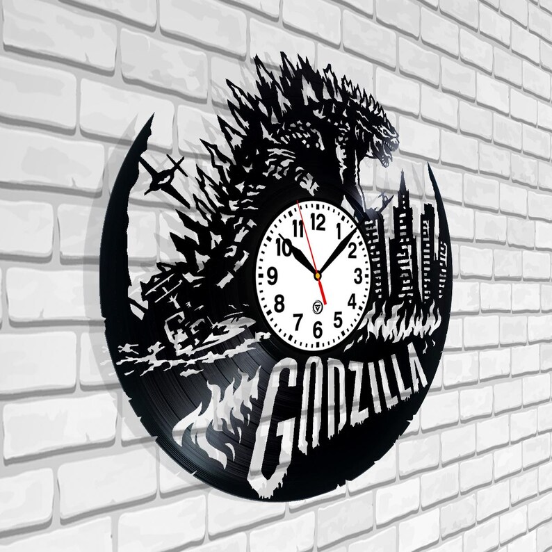 Vinyl Record Wall Clock · Giant Monster Inspired Design · Silent Quartz ...