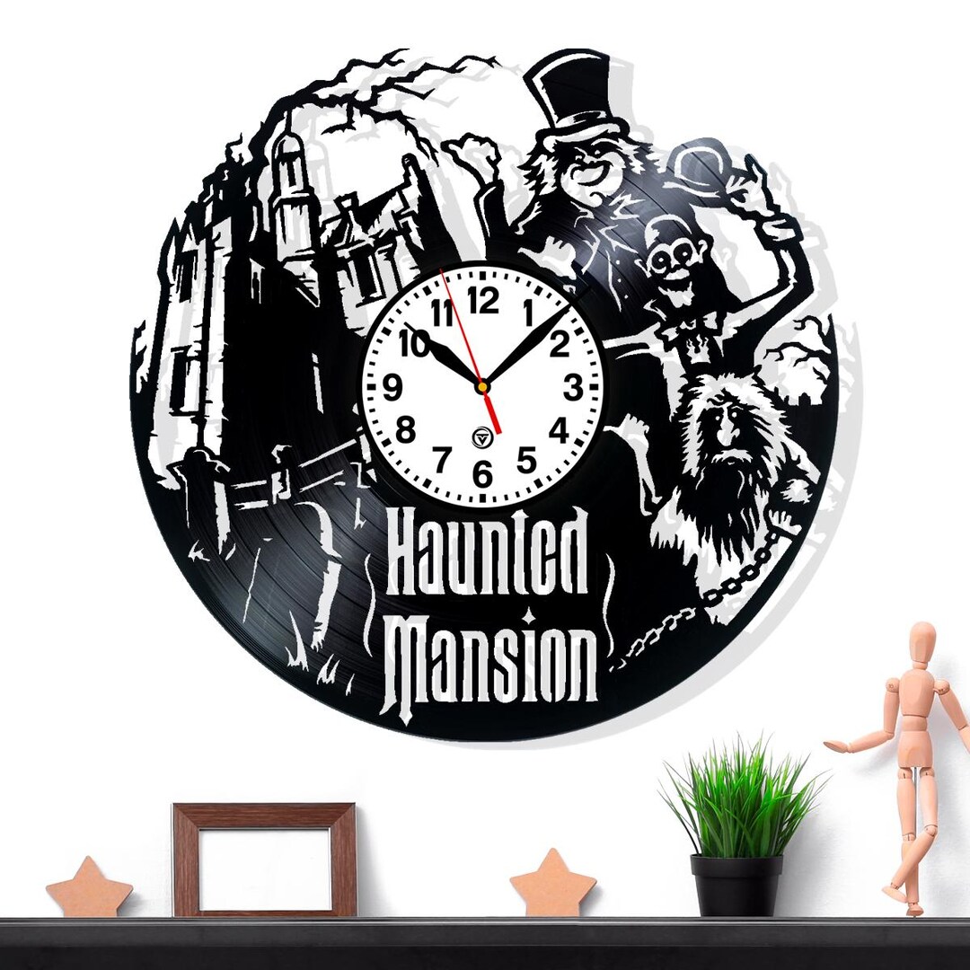 Vinyl Record Wall Clock · Spooky Haunted House Inspired Design · Silent ...