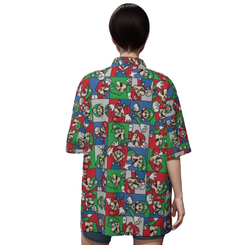 Super Mario Hawaiian Shirt, Mario Mens Shirt, Mario Summer Shirt