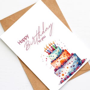 Alles Gute zum Geburtstagkarte, illustrierte Postkarte, personalisierte Grußkarte, Geburtstagsgeschenk, personalisierte Geburtstagskarte, handgemachte Grußkarte