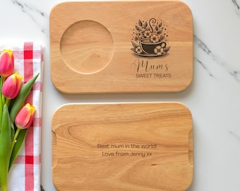Vassoio personalizzato in legno per tè e biscotti: regalo per mamma, papà, anniversario, pensione, compleanno