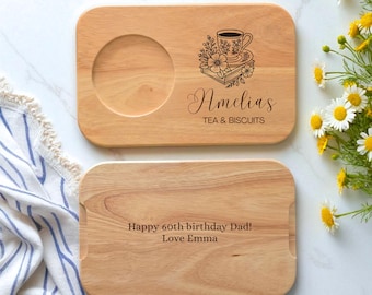 Personalisiertes hölzernes Tee- und Kekstablett - Kaffee- und Kuchenservierbrett