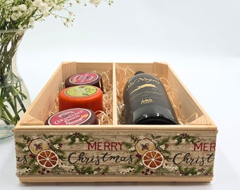 Christmas Gift Hamper, Empty Wine Box, Make Your Own Hamper Kit, Gift Box Basket, DIY Kit