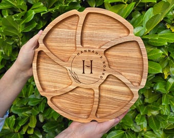 Personalised Flower Charcuterie Board: Wooden Serving Platter, Picky Bits Board, Birthday Gift