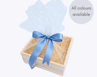 DIY Gift Hamper Kit: Empty Wooden Crate, Hessian Fabric