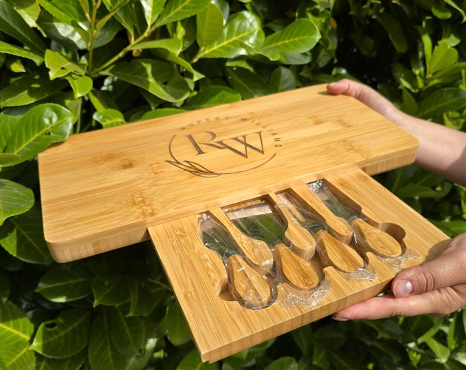 Large Personalised Cheese Board Set: Wedding Gift for Couples, New Home, Anniversary, Birthday Gift