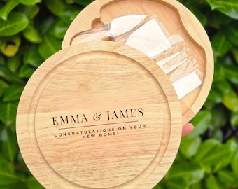 Personalised Cheese Board Set: Gift for Couples, Wedding, Anniversary, Engagement, New Home