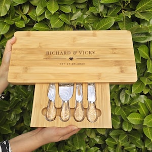 Large Personalised Cheese Board Set, Wedding and Couples, New Home, Anniversary, Birthday Gift