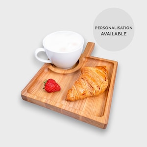 ハンドル付き木製ティー＆ビスケットトレイ（パーソナライズ）｜コーヒー＆ケーキサービングボード｜あらゆる機会にぴったりのユニークなギフト｜父の日ギフト