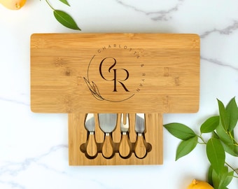 Personalised Cheese Board Set, Wedding Gift, Gift for Couples, New Home and Anniversary Gift, Birthday Gift