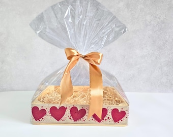 DIY Empty Wooden Hamper Kit: Gift Basket Crate with Ribbon