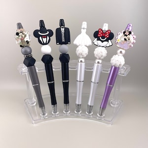 Bolígrafos para novias / Bolígrafos para bodas / Bolígrafos Focal / Delatreasures / Bolígrafos para novias con forma de ratón / Bolígrafos con forma de cabeza de ratón / Bolígrafos con cuentas