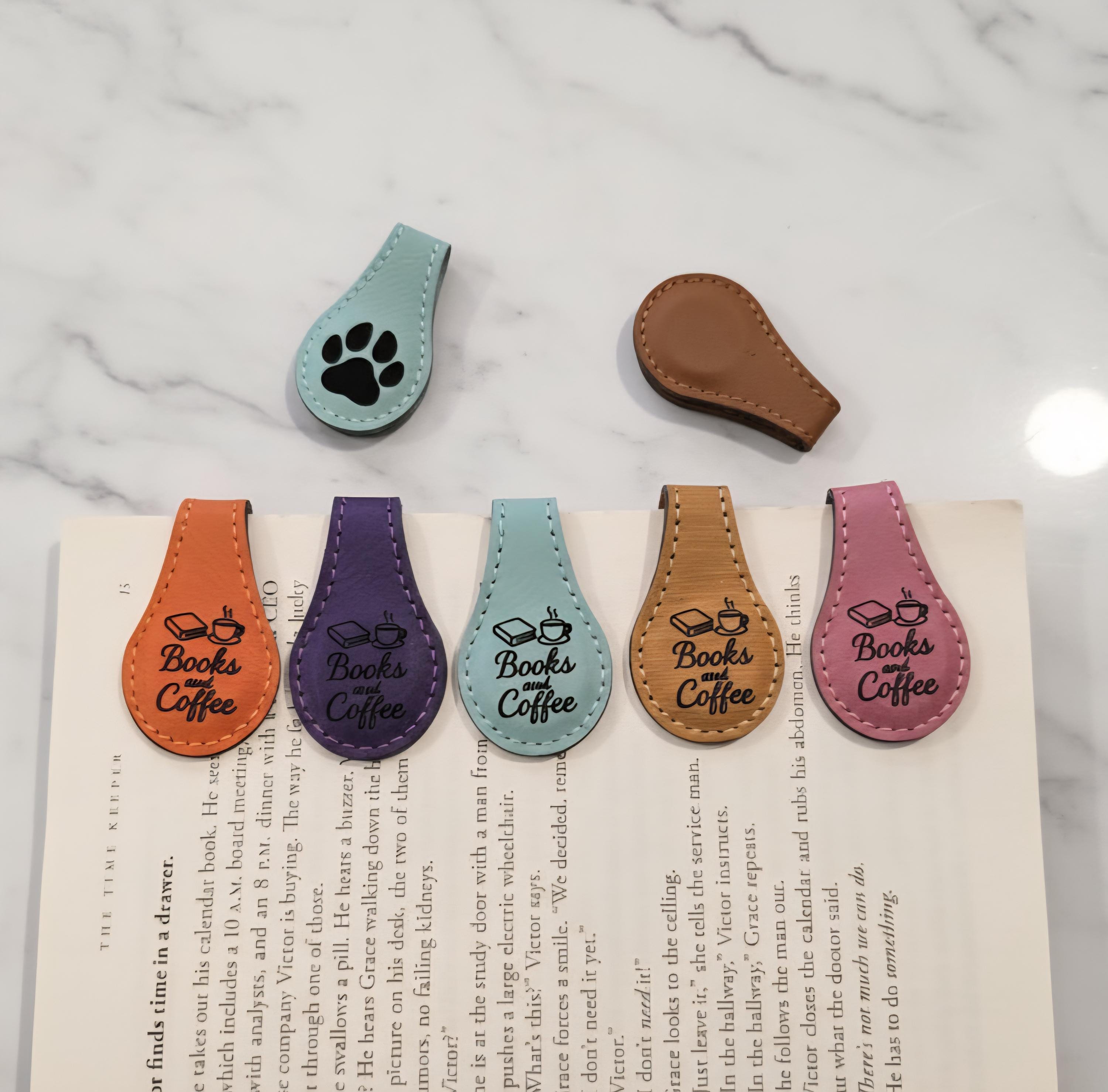 Personalized Magnetic Leather Bookmark,Custom Magnetic Leather Bookmark With Initial,Handmade Bookmark For Men,Women,Birthday Gift,Father's Day,Teacher's,Reader,Book Lovers Gift (5pcs