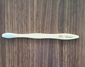 Bamboo Toothbrush Eco Friendly, Healthy Gift, wood toothbrush, Custom Toothbrush, Personalized Gift, Engraved Names and figures