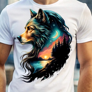 Howling Wolf T-Shirt Design: Wild Forest Animal PNG (Digital Download