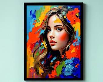 Colorful Women Print/Woman Face Print/Oil Painting/Woman Poster