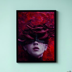 Gothic Vampire Girl Oil Painting Art Print - Dark Fantasy (Digital Download)