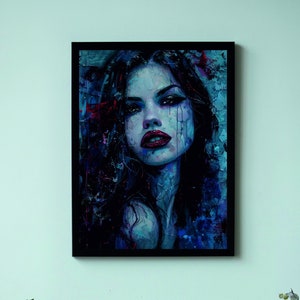 Gothic Vampire Girl Oil Painting Art Print: Dark Fantasy (Digital Download)