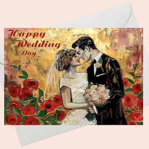 Bride and Groom Happy Wedding Day Card/Digital Download/Printable Wedding Card/Printable Card/Happy Wedding Day Card