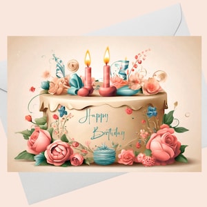 Geburtstagskarte - schönen Kuchen / DIGITAL Download / Happy Birthday Karte mit schönen Kuchen Printable / Printable Geburtstagskarte