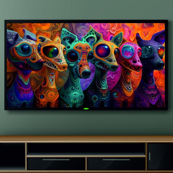 Samsung Frame tv Art Abstract Dog Graffiti Art For Frame TV Realistic TV Art Abstract Paintings TV Wallpaper Desktop Wallpaper