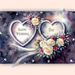 Glückliche Hochzeitstag digitale Karte | Elegante Brautpaar E-Card | Sofort Download