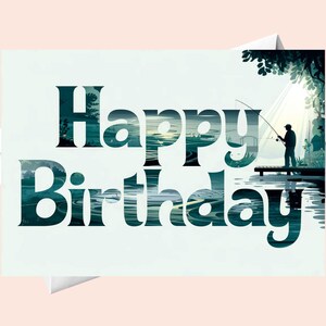 Carte d'anniversaire de pêche - téléchargement numérique pour papa, grand-père, mari - pêcheur sur le quai - carte d'anniversaire amusante imprimable pour amateur de plein air