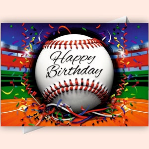 Happy Birthday written on baseball | Digital birthday card.
