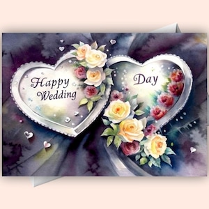 Digitale jubileumkaart Happy Wedding Day | Romantische afdrukbare groet voor stellen