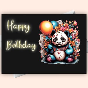 Cartão de Feliz Aniversário - Cartão de Feliz Aniversário Panda/Download Digital/Lindo Cartão Panda/Cartão de Aniversário Especial