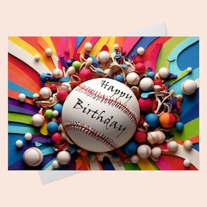 Cartão digital de feliz aniversário com tema de beisebol - Saudação de aniversário perfeita com tema esportivo!