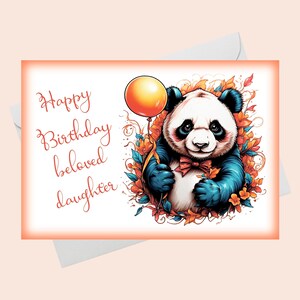 Daughter Birthday Card -Happy Birthday to my beloved daughter/DIGITAL download/Beautiful Panda Card/Daughter's Special Birthday